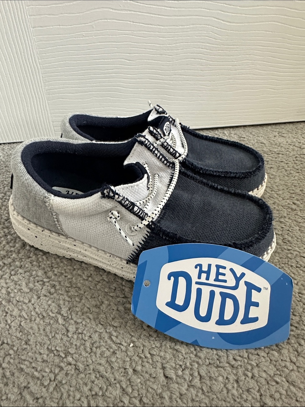 Hey Dude Slip-On Shoes in Navy and Light Gray